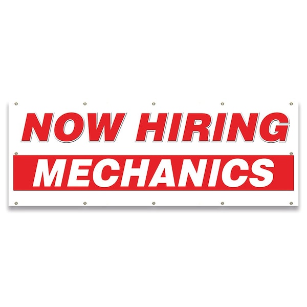 Now Hiring Mechanics Banner Apply Inside Accepting Application Single Sided